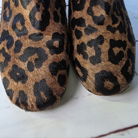 Sandro Sacha Leopard Boots Calf Hair Zip Back Heel 39 8.5/9 - Picture 4 of 8